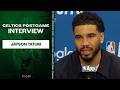 Jayson Tatum REACTS to Donte Divincenzo Achilles Tear | Celtics vs 76ers Game 4 Postgame