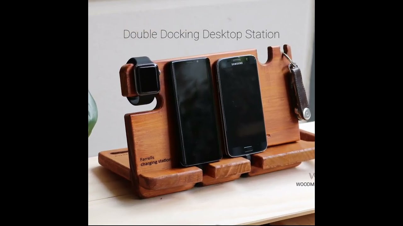 Desktop Organiser Personalized. Double Docking - 2 Phone & Tablet Docks. All in one  Station.