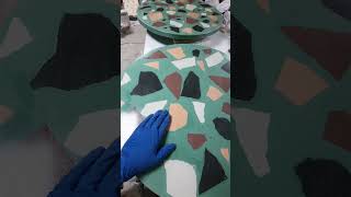 Столешница круглая Тераццо на заказ из архитектурного бетона #столешницаизкамня #архитектурныйбетон