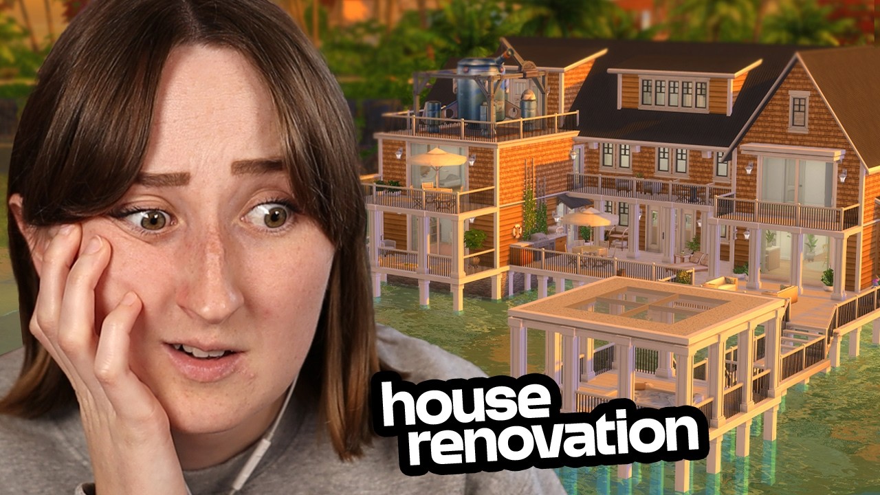 COMPLETELY renovating a beach house in The Sims 4!