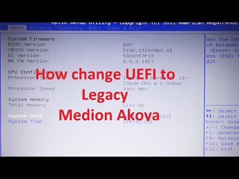 Medion akoya how to change BIOS mode from UEFI to Legacy