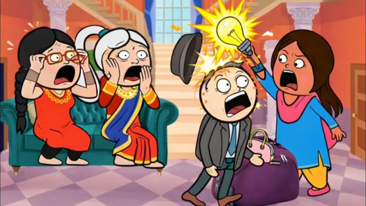 😍😍மாமியார் முன்பு கணவனை அடித்த மருமகள்.#trendingshorts #shortsvideo  #poojacartoontamil #viral 