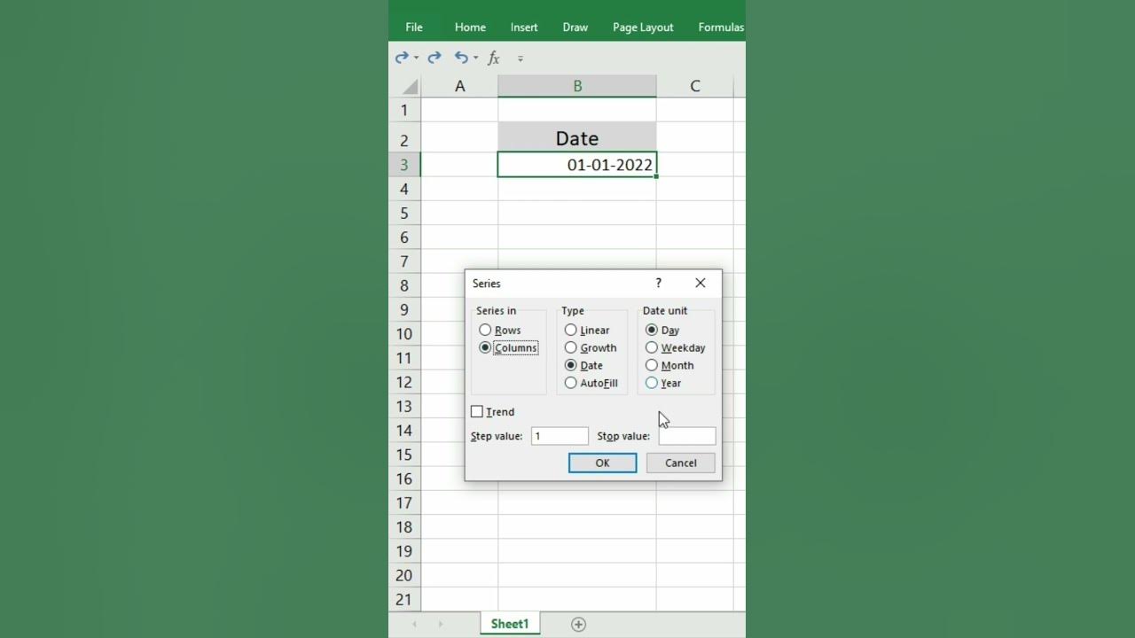 Auto fill dates in excel excel tipsandtricks shorts ytshorts youtubeshorts youtube