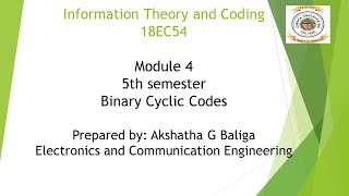 VTU ITC 18EC54 M4 L5 Binary Cyclic Codes