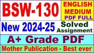 BSW 130 solved assignment 2024-25 in English || bsw 130 solved assignment 2025 || bsw130 2024-25