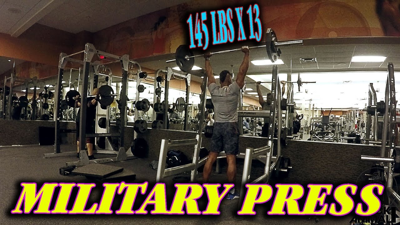 145 LBS ( 66 KG ) X 13 REPS MILITARY PRESS RAW YouTube