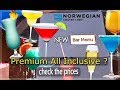 New bar menu Norwegian Cruise Line after premium beverage package