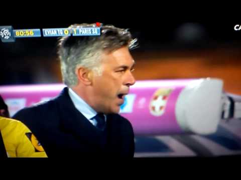 Verrati se prend un carton rouge et se fait engueuler par Ancelotti ! (L1 28/04/13)