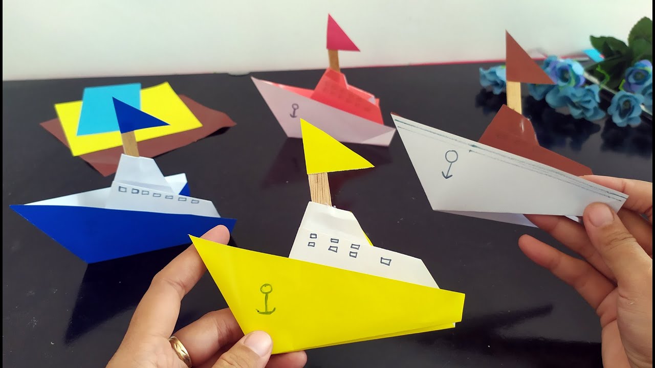 Ide Kegiatan Tema Kendaraan Air | Membuat Alat Transportasi Laut Kapal Dari Kertas Lipat