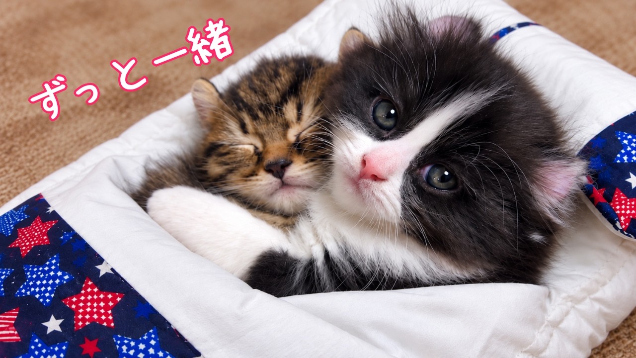 布団を敷いておいたら一緒に寝ちゃう子猫たちが最高の癒しｗ