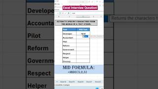 Excel MID Function Explained in 5 Seconds⚡🔥 #excel #msexcel #exceltips #exceltutorial #shorts