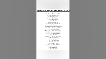 Shortcuts of Ms excel A to Z  #shorts #video #viral #youtube #algorithm #excel #fyp #subscribe #yt