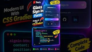 #coding #tech #developer Glassmorphism Login Form UI 🔥| HTML CSS JavaScript #webdevelopment #ai