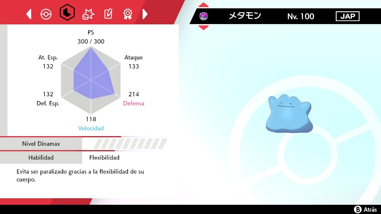 Reparto Ditto super shiny Japones COMPETITIVO full ivs nivel 100 LEGAL  code: 3623  name: Juan