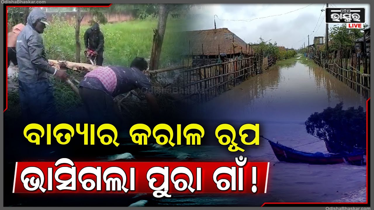 ବାତ୍ୟା "ଦାନା" ରଚିଲା ତାଣ୍ଡବ ,ବାତ୍ୟାର କରାଳ ରୂପରେ ଭାସିଗଲା ପୁରା ଗାଁ ..ଭୟରେ ଗାଁ ଛାଡିଦେଲେ ଲୋକ Cyclone Dana