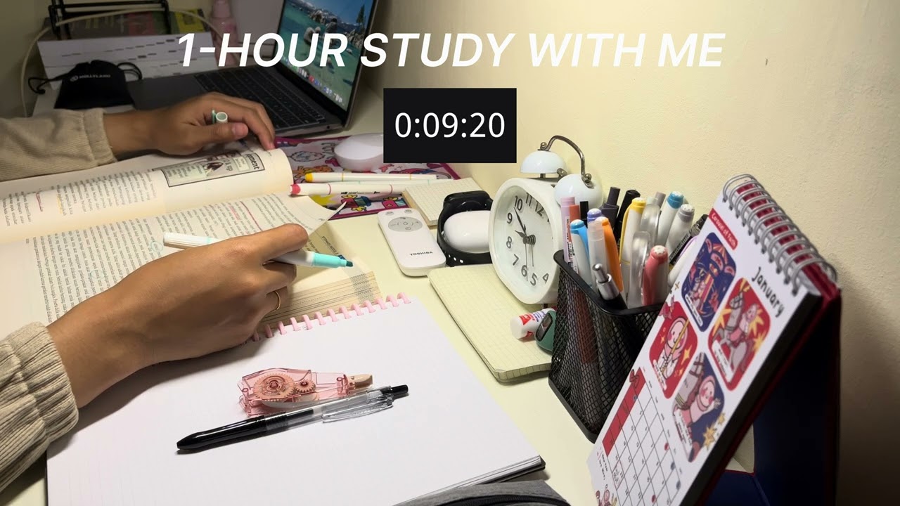 Day 16 Studying in 2026 📚 | 1-HOUR STUDY WITH ME | pomodoro 50/10 with river ambience