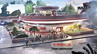 TESLA Diner Drive-In Movie Theater Drone Construction Update