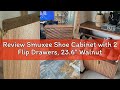 Review Smuxee Shoe Cabinet with 2 Flip Drawers, 23.6" Walnut Hidden Shoe Storage Cabinet with Line G