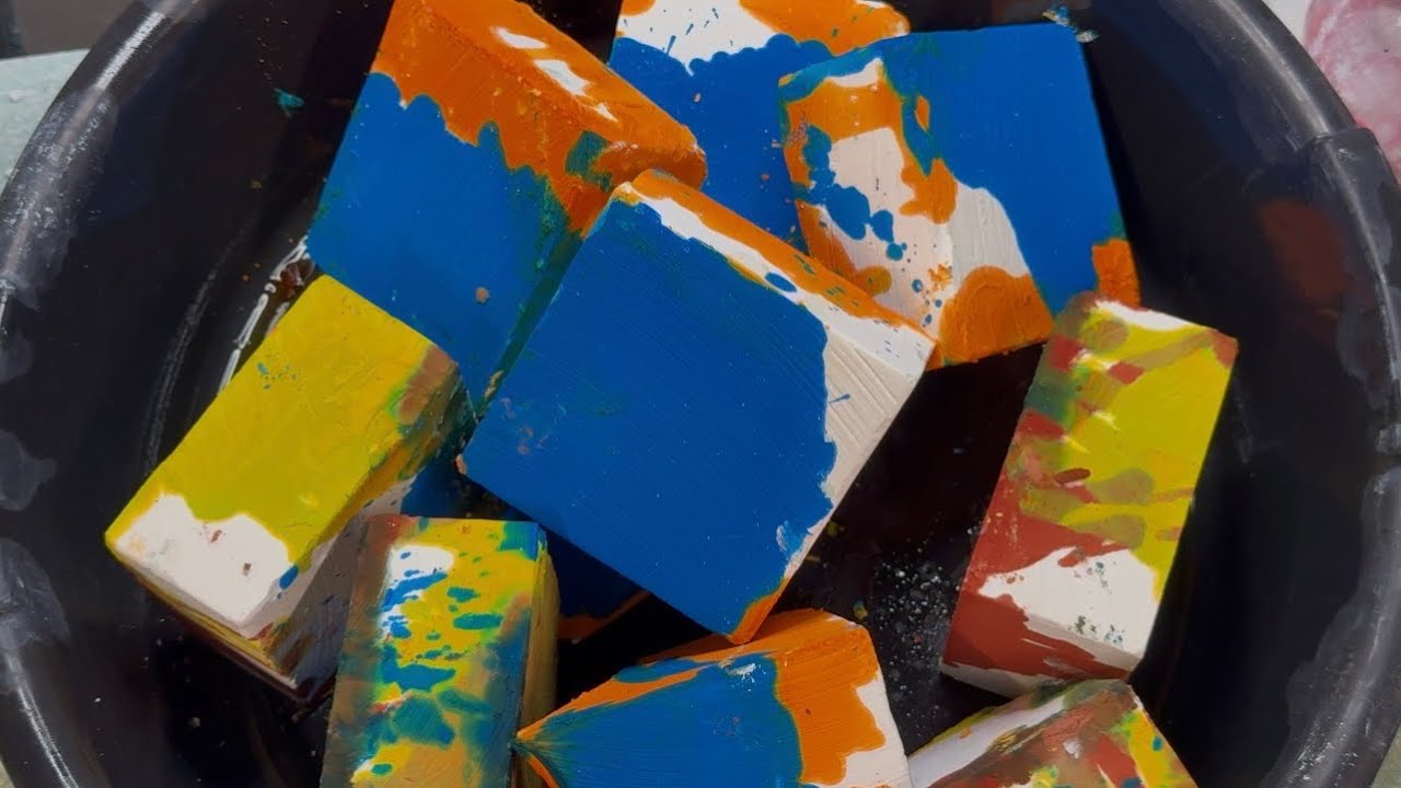 Colorful Dusty Crispy Soft Dyed Gym Chalk Crush + Sifting - YouTube