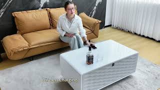 Primst White TB90 Max Smart Coffee Table with Built-in Cooling & Freezer Drawers