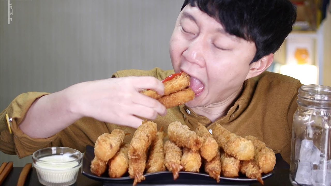 대왕 새우튀김 리얼사운드 먹방이야~! b^-^d~Deep fried Shrimps Real Sound Social eating Mukbang