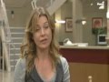 Patrick dempsey kissing ellen pompeo on the cheek during interview  greys anatomy