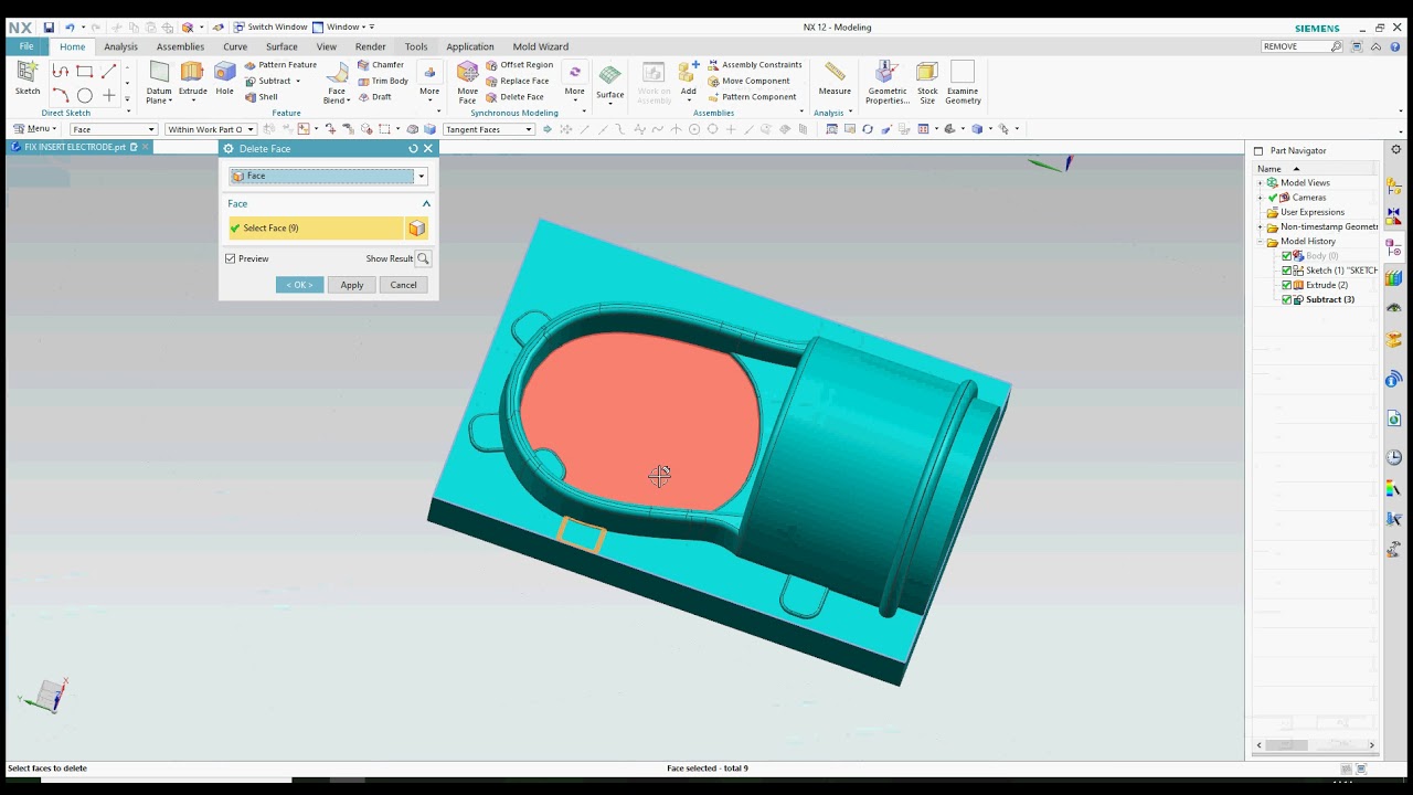 FIND  ELECTRODE BY UNIGRAPHIC NX 12