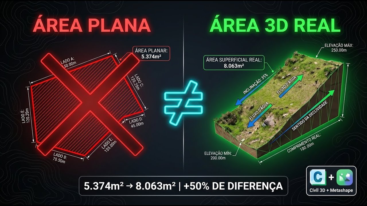 Como Calcular Área Real de Grama em Taludes no Civil 3D