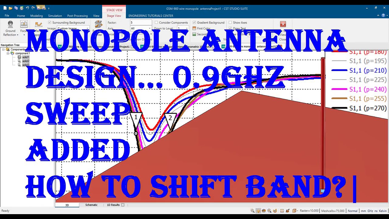 MONOPOLE ANTENNA in cst WITH SWEEP RESULTS IN CST | cst tutorials | cst ...