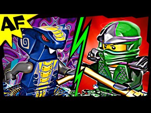 SLITHRAA vs GREEN NINJA - Lego Ninjago Spinjitzu Battle & Animated Review 9573