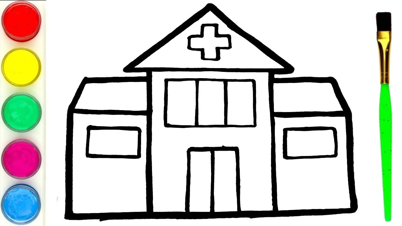 Hospital Coloring Draw hospital Cara  menggambar  Rumah  