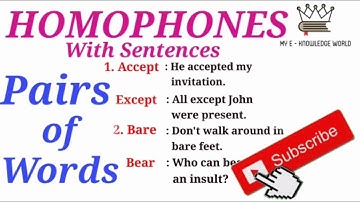 Pairs of Words // Homophones // Homophones with Sentences // Homophones in English // Pair of Words