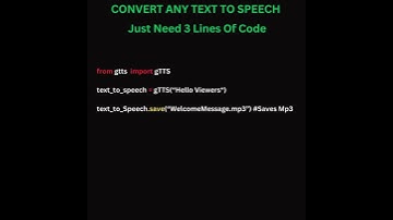 convert any text to speech in just 3 lines of code in Python #shorts #python #webdevelopment #code