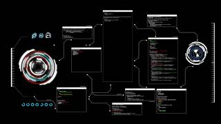 animation ui user interface with data hud pi bar text box table and element on dark