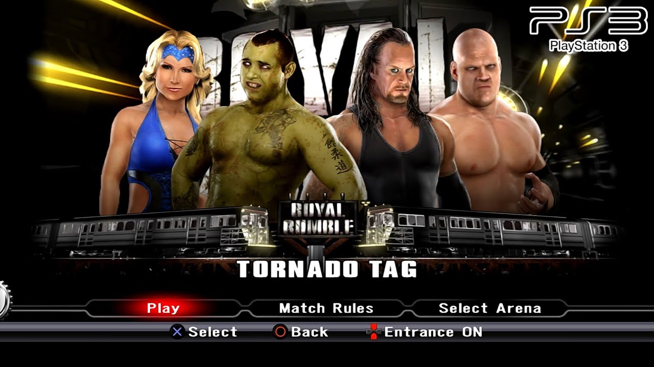 WWE SmackDown VS Raw 2009 PS3 - Glamarella VS Brothers of Destruction - Tornado Tag Team