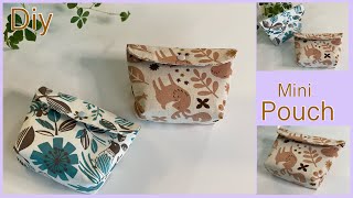 ミニファスナーなしポーチ作り方 How To Make Mini None Zippered Pouch , easy sewing tutorial, diy