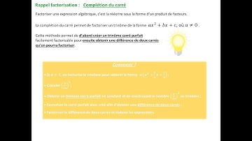 Factorisation: Complétion du carré