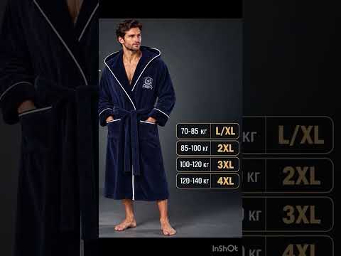 Халат мужской, качественный тёплый. Фабричная Турция. L/XL, 2XL, 3XL, 4XL Синий халат махровый длинный с капюшоном., видео 1