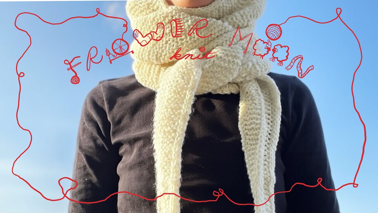 フード付きマフラー（大きめ）の編み方！Let’s knit a hood scarf! 