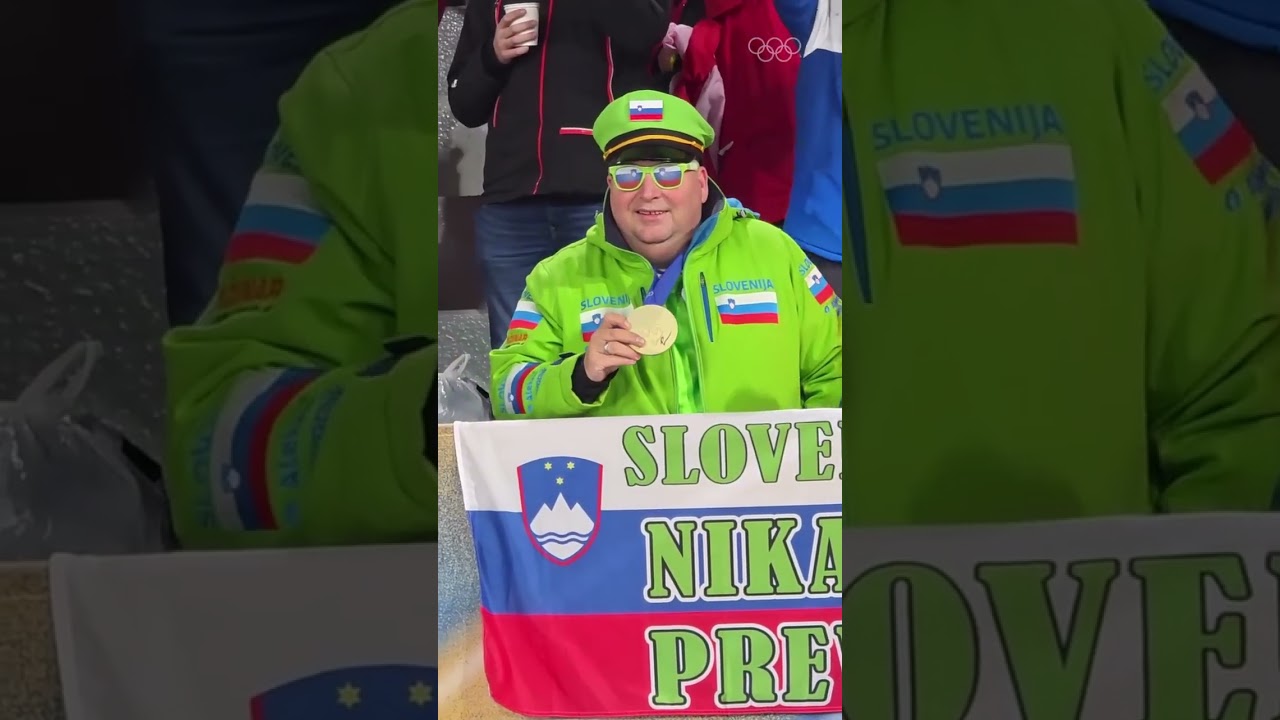 We spotted a Team Slovenia fan looking golden in the stands!