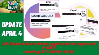 P-EBT update April 4: In detail for the states following: South Carolina, Ohio, Idaho, and Utah.
