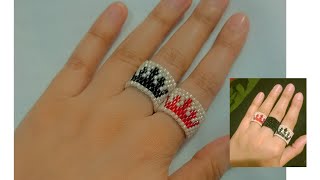 Beautiful beaded crown ring tutorial peyote stitch ❣️#ring