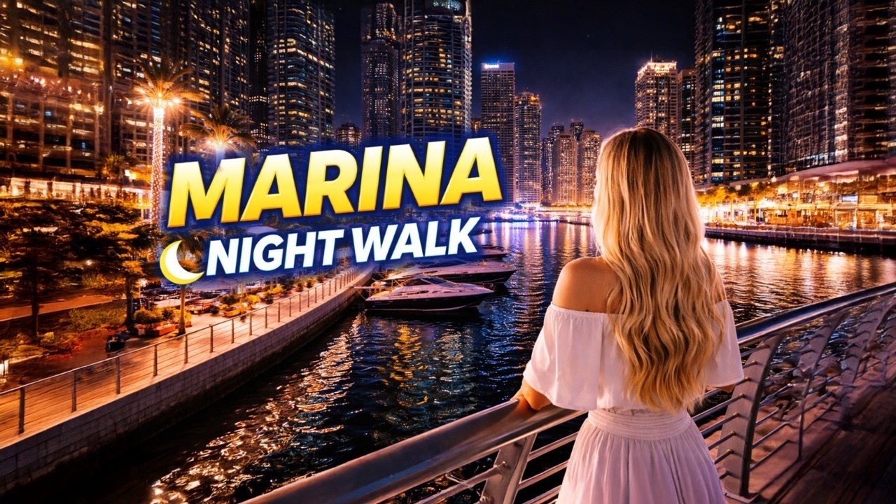 DUBAI at Night | Marina Promenade Walking Tour |4K| 🇦🇪 #shorts
