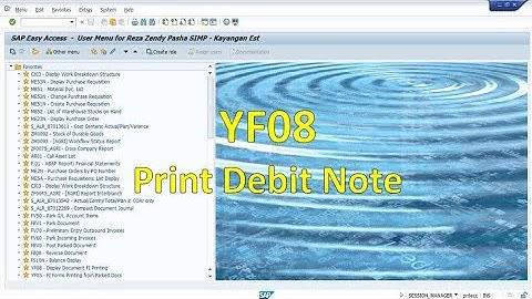 SAP YF08 Print Debit Note