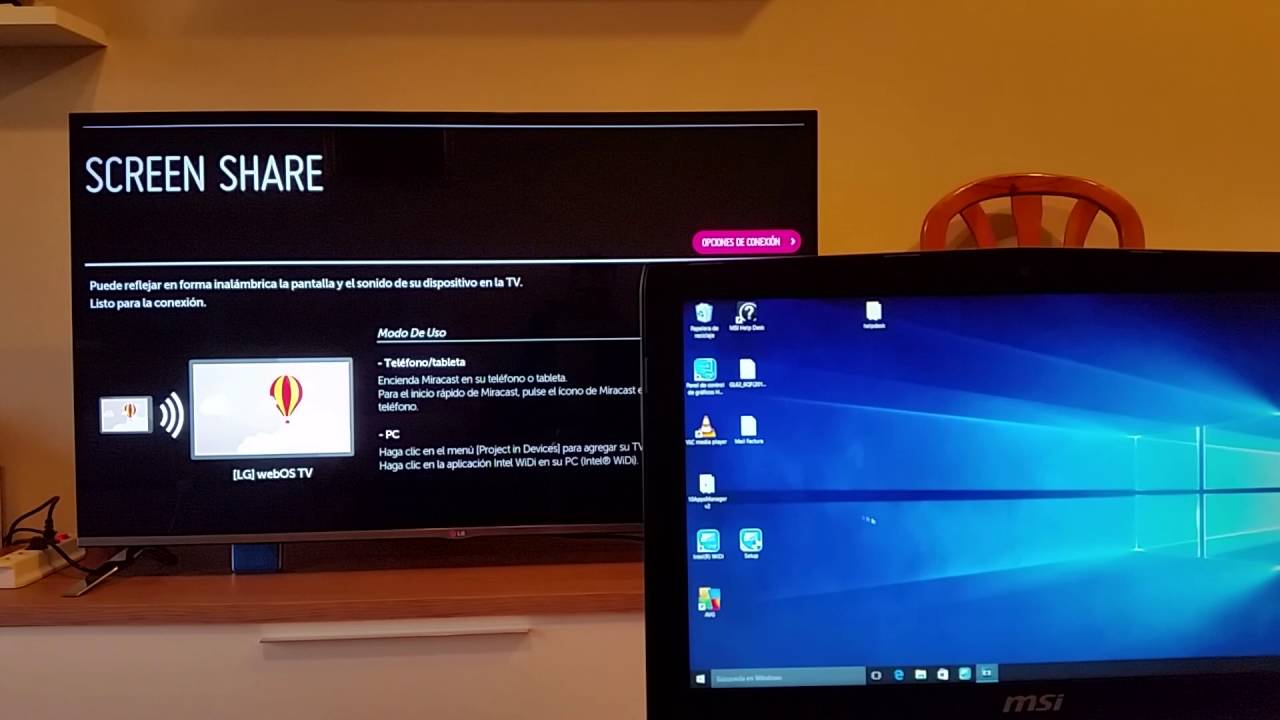 Como compartir pantalla portatil en Smart TV LG con Intel 