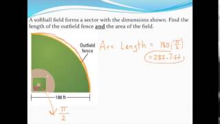 Finding arc lengths and sector areas using radians
