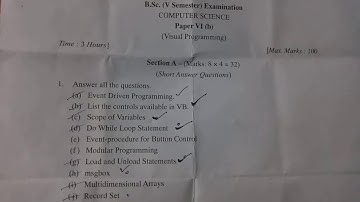Bsc(5thsem )visual programming question paper 2019 kakathiya University