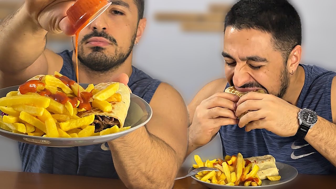 Doner Kebab Sandwich + Fries 🍟 | No Talk, Just Food | Muscle Eat