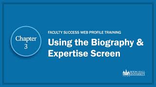 Faculty Success Web Profile Training