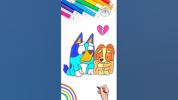 How to Draw Bluey | Draw Bluey and Bingo Easy Tutorial 🌈🐶 #bluey #forkids #shorts #viral #love